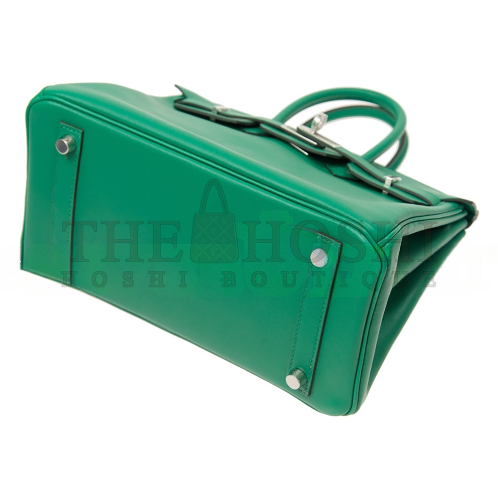 H**me5 BIRKIN 25 SWIFT LEATHER VELVET GREEN SILVER BUCKLE H049362CK17 (25*20*13cm) Master Quality